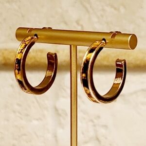 NWT Leather Snake Print Gold Hoop Earrings